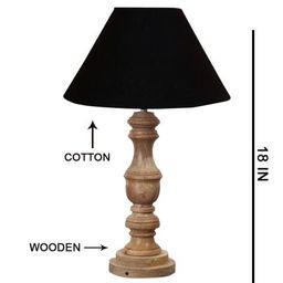 devansh Cotton Table Lamp with Wood Base image 5