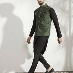 kisah Men Regular Fit Nehru Jacket with Patch Pockets image 5