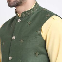 kraft india Men Embellished Nehru jacket with Insert Pockets image 5
