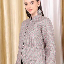 jabama Women Reversible Quilted Jacket with Loop-Button Front image 5