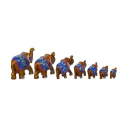ecraftindia Set of 7 Meenakari Handcrafted Elephant Statues image 5