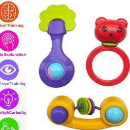opina Set of 2 Colourblock Circular-Shaped Rattles image 5