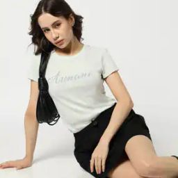 Women Essentials Brand Print Slim Fit Crew-Neck T-Shirt-image-53