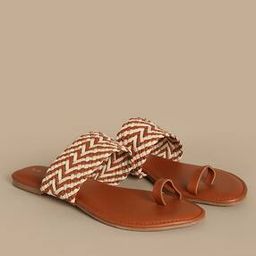 Toe-Ring Sandals with Basket Weave Strap-45