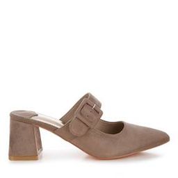 Women Mule Chunky Heeled Sandals with Buckle Fastening-image-1