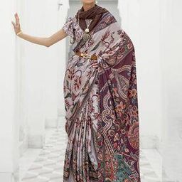 Kalamkari Design Pochampally Crepe Saree-image-7