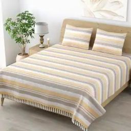 210 TC Striped Double Bedsheet with Pillow Covers-26