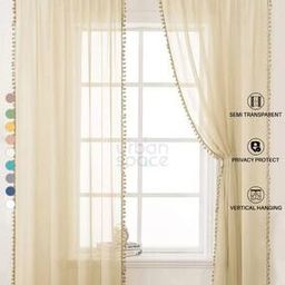 Set of 2 Pom-Pom Eyelets Door Curtains-15