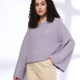 Women Striped Relaxed Fit Round-Neck Pullover-41