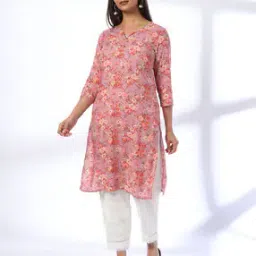 Women Floral Print Straight Kurta-15