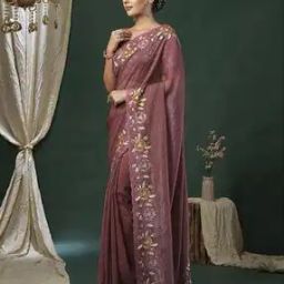 Women Embroidered Saree with Scallop Border-image-42