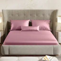 300TC Satin Double Fitted Bedsheet with 2 Pillow Cover-41