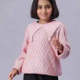 Girls Printed Sweatshirt with Ribbed Hems-21