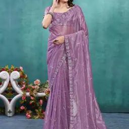 Women Embroidered Saree with Contrast Border-image-37