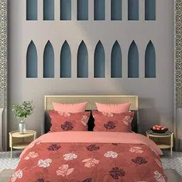 180 TC Floral Print King Size Bedsheet with Pillow Covers-image-97