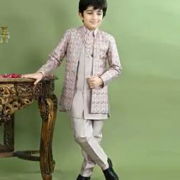 Boys Embroidered Sherwani Set-image-42