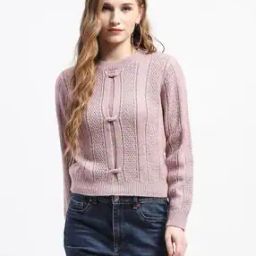 Women Ribbed Round-Neck Pullover-image-27
