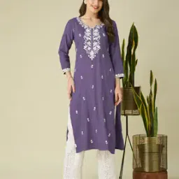 Women Embroidered Straight Kurta  -image-4