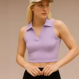 fyre rose Women Ribbed Slim Fit Polo T-Shirt-picture-1