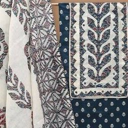 Women Block Print Unstitched Dress Material-image-3