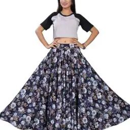 Women Floral Print Flared Maxi Skirt-image-73