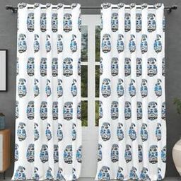 Floral Print Window Curtain with Eyelets Header-13