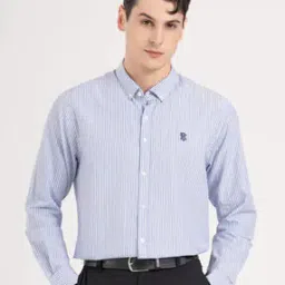 red tape Men Striped Loose Fit Shirt with Curved Hem-picture-49