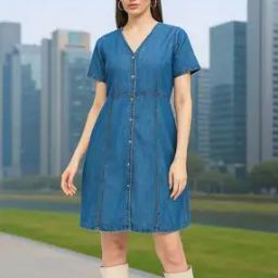 buda jeans co Women A-Line Knee Length Dress-picture-45