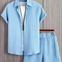 neonomad Men Striped Shirt & Shorts Set with Short Sleeves-picture-20