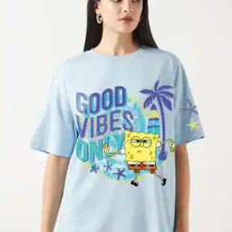 bewakoof Women Graphic Print Oversized Fit Round-Neck T-Shirt-picture-4