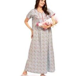 av2 Women Floral Print Nightie with Contrast Taping-picture-9