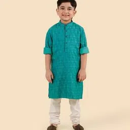 fabindia Boys Printed Regular Fit Kurta with Mandarin Collar-picture-42
