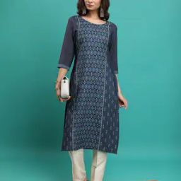 vishudh Women Printed Round-Neck Straight Kurta      -picture-23