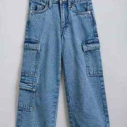 hopscotch Girls Relaxed Fit Jeans with Cargo Pockets-picture-7