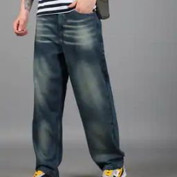Shein Full Length Fixed Waist Heavy Wash Jeans-image-13