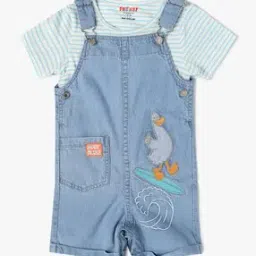 inf frendz Infant Boys Embroidered Dungaree with T-Shirt Set-picture-27