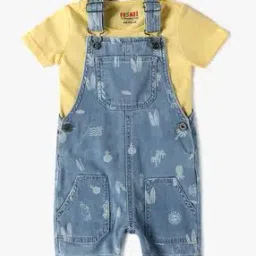 inf frendz Infant Boys Printed Dungaree with T-Shirt Set-picture-5
