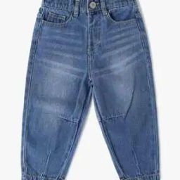 yousta Girls Lightly Washed Barrel Fit Jeans-picture-1