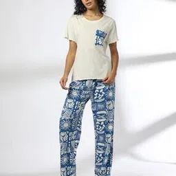 rio Women Floral Print T-Shirt & Pyjamas Set-picture-2