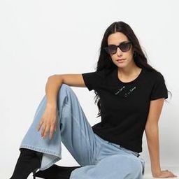 Women Half Sleeves Mini Logo Signature Bling T-Shirt-image-30