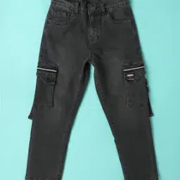 Boys Mid-Wash Regular Fit Cargo Jeans-image-51
