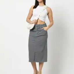 Women A-Line Denim Skirt-image-56