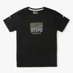 Boys Typographic Print Regular Fit Crew-Neck T-Shirt-image-7