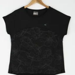 Women Floral Print Regular Fit Round-Neck T-Shirt with Mesh Paneling-picture-22