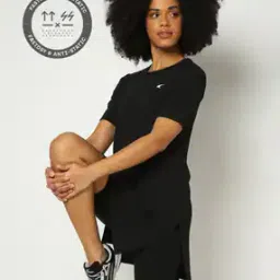 Women Slim Fit Round-Neck T-Shirt with Logo Print-image-64