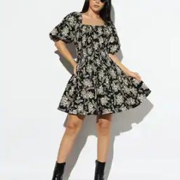 Printed Flared Mini Dress-image-6