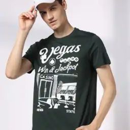 Men Typographic Print Regular Fit Crew-Neck T-Shirt-picture-38