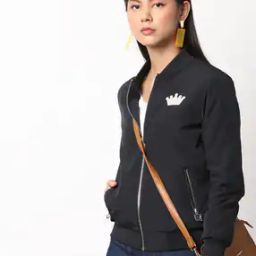 Zip-Front Bomber Jacket with Embroidery-image-92