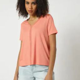 Ribbed T-Shirt with Lace trims-image-27