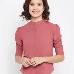 Band-Collared Button-Down Top-image-19